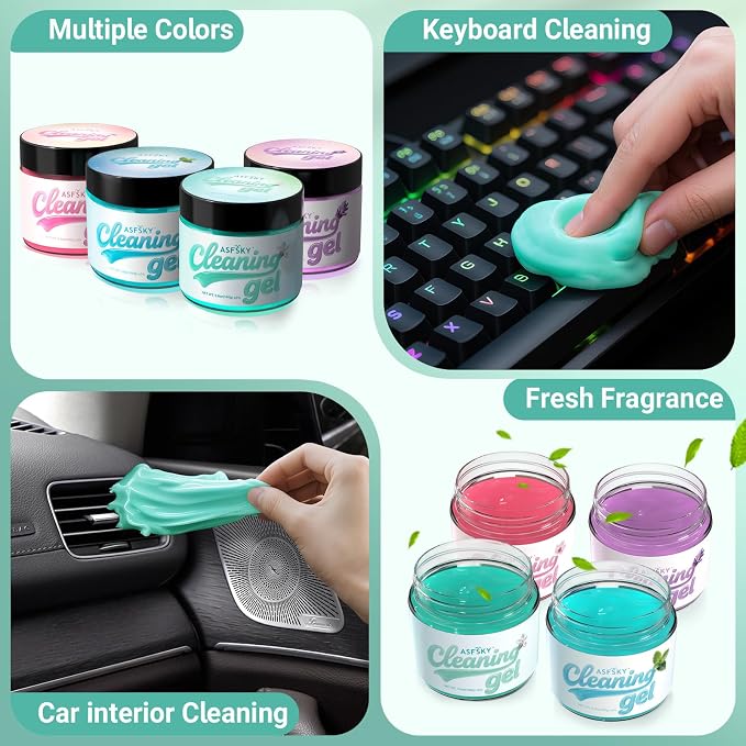 Car Cleaning Gel (Green,Magnolia) Cleaning Putty Universal Dust Cleaning Car Interior Cleaner Keyboard Dust Remover Car Slime Gifts for Women Girl Men（1 Pack）
