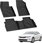 Floor Mats for Hyundai Sonata Gas & Hybrid 2019 2018 2017 2016 2015 & KIA Optima 2016-2020, All Weather TPE Custom Fit Car Accessories Floor Liners 1st & 2nd Row Car Mats, Black
