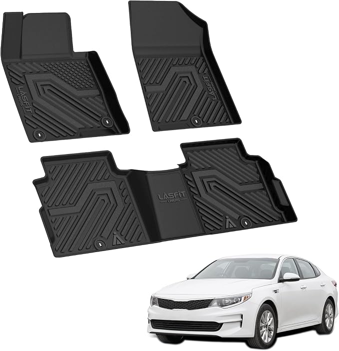 Floor Mats for Hyundai Sonata Gas & Hybrid 2019 2018 2017 2016 2015 & KIA Optima 2016-2020, All Weather TPE Custom Fit Car Accessories Floor Liners 1st & 2nd Row Car Mats, Black