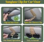 CHOSMOYI Magnetic Leather Sunglass Holder for Car, Sunglasses Clip for Car Visor, Auto Interior Accessories Universal for Different Size Eyeglasses (Beige)