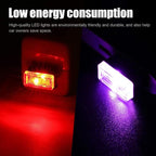 4 PCS USB LED Car Interior Atmosphere Lamp, Portable Mini LED Night Light, Plug-in USB Interface Trunk Ambient Lighting Kit, Universal Interior Accessories (Red+Purple)