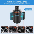 Cup Holder Expander for Car with Adjustable Holder & Base, Compatible with 10 to 64 oz Yeti Ramblers, Stanley, Hydro Flask, Nalgene, Hold 2.9" to 5.5" Large Bottles Mugs Food Drink, Car Cup Holder