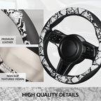Snake Skin Steering Wheel Cover, Breathable Microfiber Leather Universal 14.5-15 inch, Anti-Slip Car Steering Wheel Protector for Women Men, Black&White