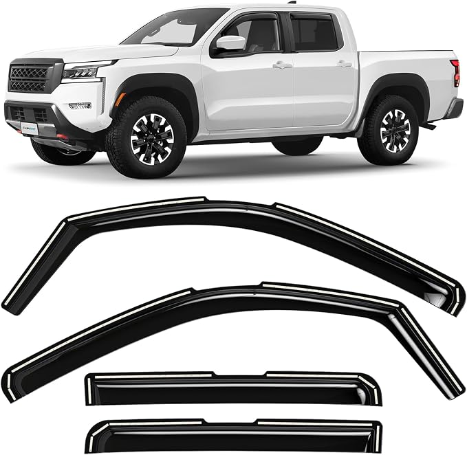 in-Channel Incredibly Durable Rain Guards for Nissan Frontier 2022-2026 Crew Cab, Original Window Deflectors, Vent Window Visors, Vent Deflector, 4 pcs. - 622102