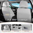 Coverado Car Seat Covers Front Seats, Luxury Stain-Resistant Waterproof Faux Leather Full Set with Rear Protectors, Elegant Easy-Clean Automotive Interior – WhiteBlack