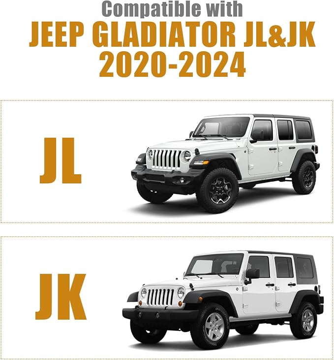 600D Cab Cover Windproof Sunshade Cover Compatible with 2007-2026 Jeep Wrangler JK JL 4 Door, 6-Layer Protection Frost Wiper & Mirror Covers Protect from Sunshine, UV, Snow, Rain