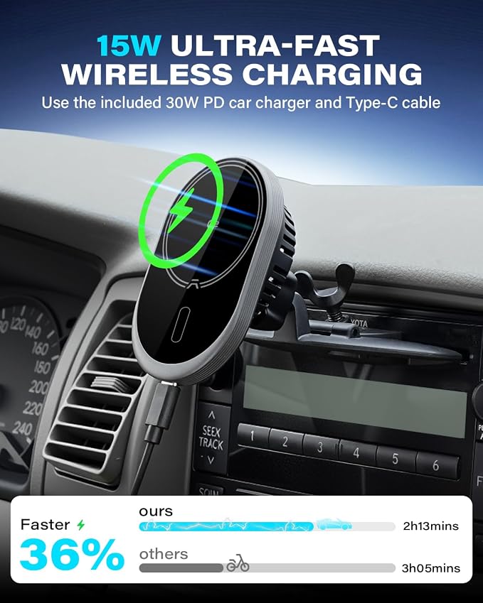 Qi2 15W CD Car Mount Charger for Magsafe, Strong Magnetic Phone Holder for CD Slot Charging, Fast Wireless Car Charger Mount Fit for iPhone 17 16 15 14 13 12 Pro Max Plus Mini (for Qi2 Charging)