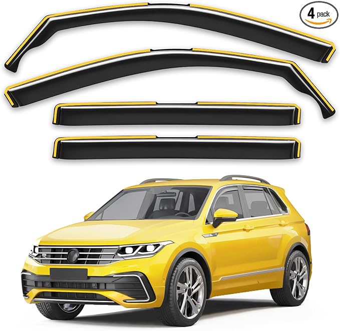 in-Channel Window Rain Guards Fit for Volkswagen VW Tiguan 2018-2024 Rain Guards Extra Durable Side Window Deflectors Visors Vent Visors Vent Shades Car Accessories -4 pcs