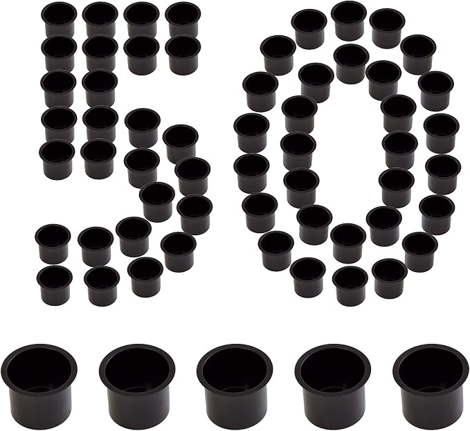GSE Games & Sports Expert Jumbo Aluminum Cup Holder, Drop-in Cup Holder for Casino Poker Tables, Work Desks, Boats, RVs, Cars & Trucks (Black, 50-Pack)