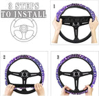 Purple Gradient Moon Star Pattern Car Steering Wheel Cover, 15 inches, Universal Fit for Car, SUV, Van, RV, Easy to Install, Anti-Slip Design