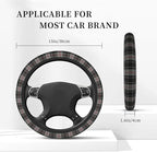 Thickened Elastic Steering Wheel Cover, Gray Plaid Clan Moffat Tartan Ultra, Soft, Breathable, Fit for Cars, SUVs, Trucks, Stylish Comfortable Grip