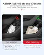 Car Interior Storage Box, Black Silicone Door Side Organizer with Umbrella Holder and Trash Can, Vehicle Accessory (Beige)