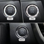 Car Bling Rhinestone Engine Start Ring Stickers, 1 Single Drainage Drill and 1 Double Drainage Drill Car Start Button Cover, Key Ignition Knob Bling Ring Decals, Bling Car Accessories(Set Multicolor)