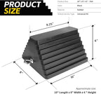 Rubber Wheel Chock, Large 10" x 8" x 6" Heavy Duty Tire Stop with Non Slip All Weather Grip, Oil Resistant Rubber Block with Steel Eyebolt for Vehicle and Trailer Safety (80681) (Pack of 5)