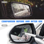 Car Rearview Mirror Wiper, American Flag Telescopic Auto Mirror Squeegee Cleaner, Glass Mist Cleaning Tool with Retractable 98cm Handle, Portable Car Windows Water Removal (Black/Car Logo)