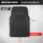 FlexTough LITE Rubber Car Mats Full Set - All Weather Floor Mats for Cars & SUVs - Automotive Waterproof Black Car Floor Mats for Cars Interior Accessories Universal Trim-to-Fit