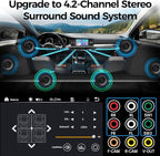 7" QLED Double Din Car Stereo - Wireless Apple CarPlay & Android Auto, 240W 4.2CHN, SWC, Bluetooth, FM/AM Car Radio, 2 Subwoofers Outputs, Backup Camera