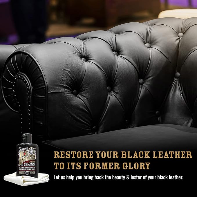 Black Leather Detail Kit - All-in-One Leather Cleaner, Conditioner, Dye & Waterproofer - Restores Faded Black Leather, Vinyl & Rubber for Motorcycle Seats, Jackets, Boots & Cars 4oz