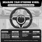 D Shaped Steering Wheel Cover for 14.5-15 inch Flat Bottom Wheels, Breathable Perforated Microfiber Leather, Anti-Slip Grip, Universal Fit for Cars & SUVs, Black