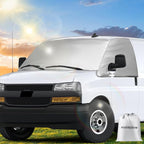 Silver RV Windshield Cover for Chevy Express GMC Savana 1996-2026 | Fits Class C Motorhome Vans, Hail Protector, Waterproof Silver Snow Cover