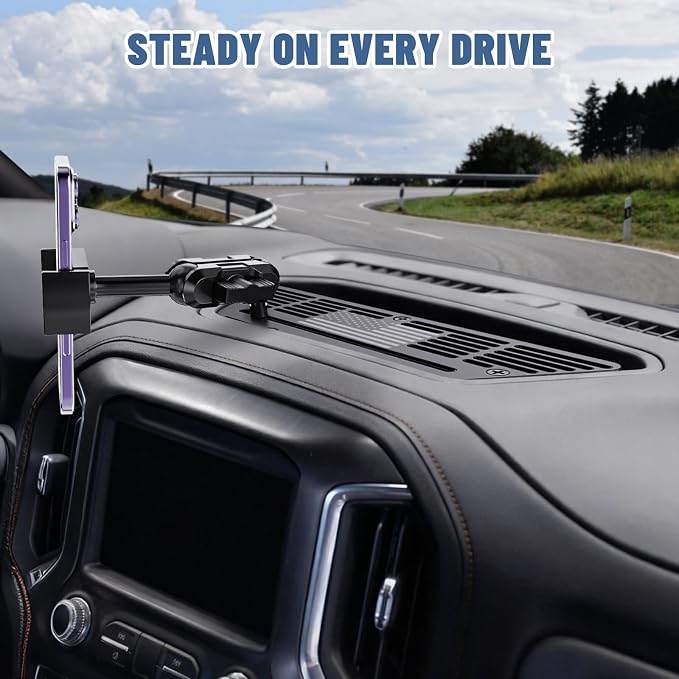 Metal Dash Platform Phone Mount Compatible with 2019 2020 2021 Chevy Silverado & 2019-2021 GMC Sierra - Expandable Multi-Device Phone Holder with Flag Design