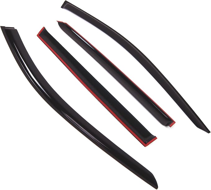 Outside Mount Window Vent Visors Rain Guards Compatible with Nissan Rogue 2017-2018 | Side Window Wind Deflectors Rain Shields | Black Tinted, 4 Pcs Set, BGWV-836B