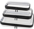 3 Pack Clear Hard Shell Zipper Case, Clear Zipper Pouches Waterproof Makeup Organizer & Travel Toiletry Bag, Diaper Bag Organizing Pouches, Plastic Pouch for Office Home Storage, LMS,Blcak