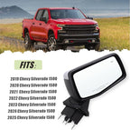 Right Passenger Side Mirror Compatible With 2019-2025 Chevy Silverado 1500 With Power Glass Manual Folding Temperature Sensor Turn Signal Heated Blind Spot Chrome Replace#GM1321586(9Pins)