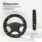 Black Retro Arcade Steering Wheel Cover, Polyester Non-Slip Car Wheel Grip, Universal 15 Inch Auto Accessory