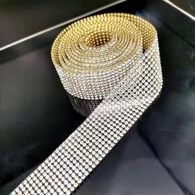 4PCS Bling Car Door Edge Guards Protector, Diamond Auto Side Door Anti-Collision Crash Strip Sticker, Crystals Vehicle Anti-Scratch Bumper Tape, Universal for SUV Truck Pickup (White)