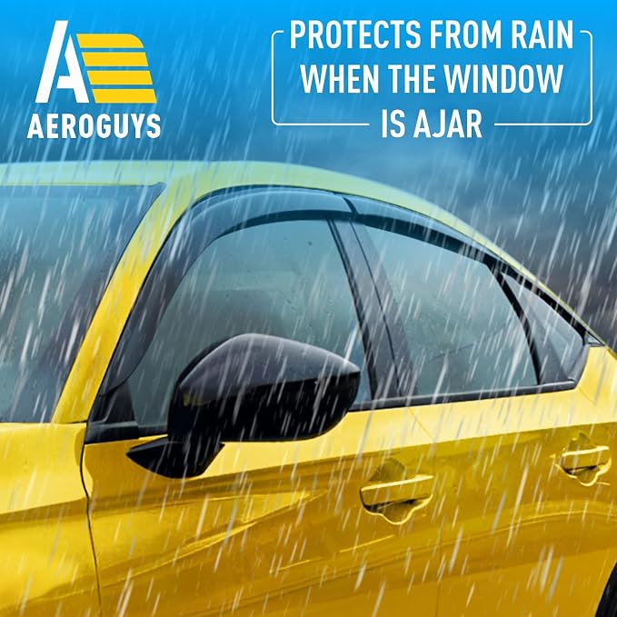 Extra Durable Window Deflectors Tape-On Window Visors Rain Guards Fit for Honda Civic 2022-2026 Hatchback, Sun Visors, Wind Vent for Shades, Exterior Car Accessories - 6pcs. AG0496