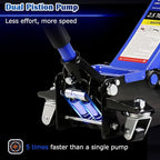 3.5 Ton Low Profile Floor Jack, Professional Trolley Jack Hydraulic Jack, Heavy Duty Steel Racing Floor Jack with Dual Piston Quick Lift Pump, 3.5 Ton（7000 lb） Capacity, Lift Range 4"-21",Blue