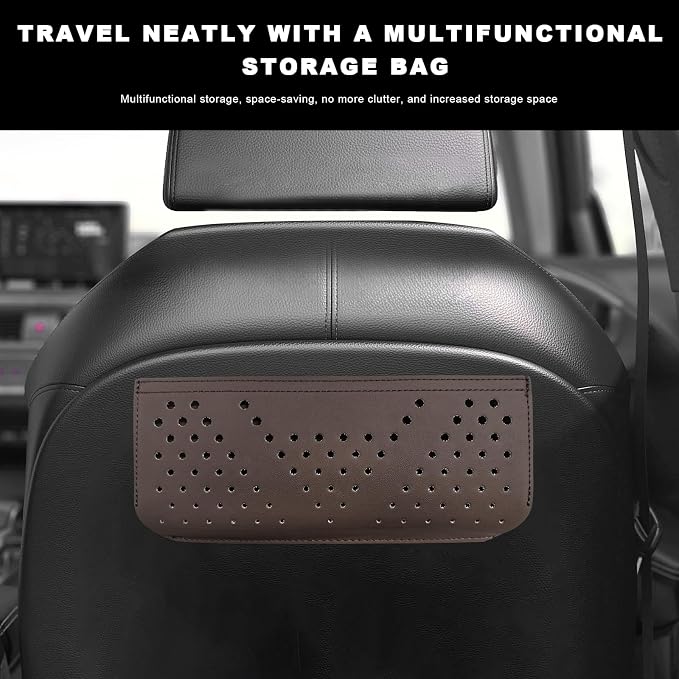 Car Seat Side Pocket Organizer, Auto Center Console Storage Pocket with Adhesive Tape, Multifunctional Leather Tray Pouch Sunglasses Holder for Car Seat Door Window (Brown)
