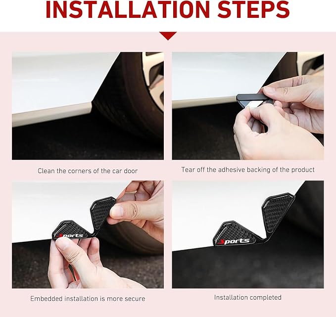 2 PCS Car Door Corner Edge Guards, Anti-collision Carbon Fiber Door Corner Stickers, Self-Adhesive Auto Decorative Edge Protector, Modificative Exterior Accessories for Most Cars (Black #01)