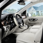 Car Steering Wheel Cover for Medium Standard Size Steering Wheels with 14 1/2-15 inches Outer Diameter, Black and Gray Microfiber Leather