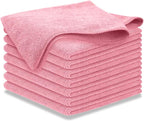 Microfiber Cleaning Cloth Light Pink - 8 Pcs 12.5"x12.5" - High Performance - 1200 Washes, Ultra Absorbent Towels Weave Grime & Liquid for Streak-Free Mirror Shine - Car Washing Cloth