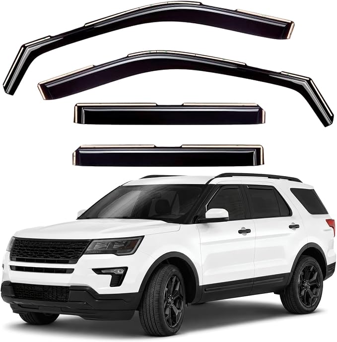 GrandWheel Window Deflectors Smoke Tinted in-Channel Side Window Vent Visor Deflectors Rain Guards Compatible with Explorer 2011-2019 - 4 pcs. GW0841
