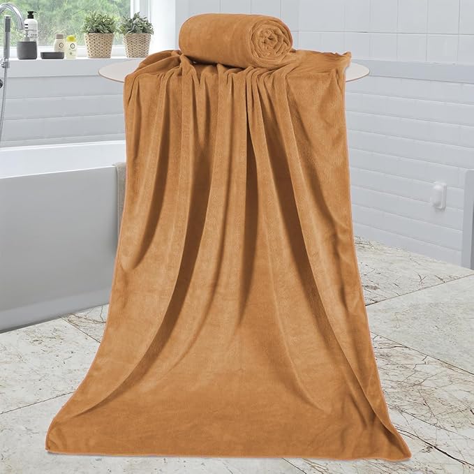 Microfiber Bath Towels, Bath Towel 4 Pack 30" x 60", Oversized, Soft, Super Absorbent and Fast Drying, Bathroom Towel Set for Sport, Fitness, Yoga, Beige