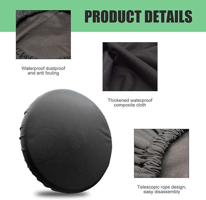 Car Steering Wheel Cover Sun Shade, Anti-heat & Waterproof Steering Wheel Protector, Thickened Composite Scratch-resistant Protective Cover, for Most Cars, Trucks, SUVs (Black)