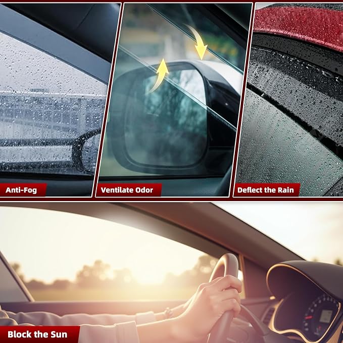 4pcs in Channel Window Rain Guards for Mazda CX-5 2017 2018 2019 2020 2021 2022 2023 2024 2025, Window Visors Wind Deflectors, Vent Shades Shield with 2pcs Side Mirror Rain Visors