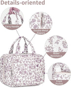 Hanging Floral Toiletry Bag for Women Travel Makeup Bag Organizer Toiletries Bag for Travel Size Essentials Accessories Cosmetics (Dusty Pink Flower (Medium))