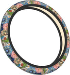Colorful Boho Floral Bright Blossoms Print Cute Steering Wheel Cover for Women,Car Accessories Interior Decor Universal for SUV Sedan Trucks (15 Inch)