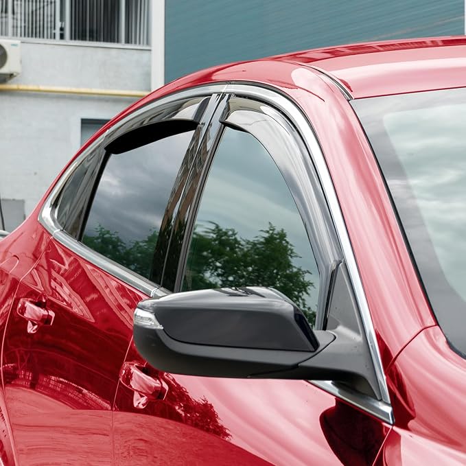 Voron Glass in-Channel Extra Durable Rain Guards for ChevyMalibu 2016-2025, Window Deflectors, Vent Window Visors, 4 Pieces - 220228