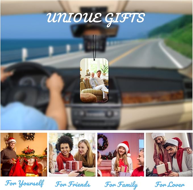 Personalized Photo Car Air Freshener – Custom Double-Sided Print – Fresh Linen Scent – Eco-Friendly, Long-Lasting Fragrance – For Family, Friends, Lovers (Rectangle)