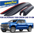 Goodyear Shatterproof Window Deflectors for Trucks Chevrolet (Chevy) Silverado/GMC Sierra 1500 2019-2026 Crew Cab, Tape-on Rain Guards, Vent Deflector, Vent Visor, Truck Accessories, 4pcs - GY008941