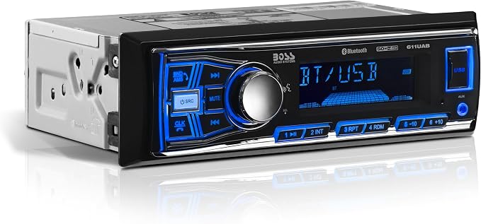 611UAB Car Stereo - Single Din, Bluetooth, No CD DVD Player, AM/FM Radio Receiver, Aux Input, USB