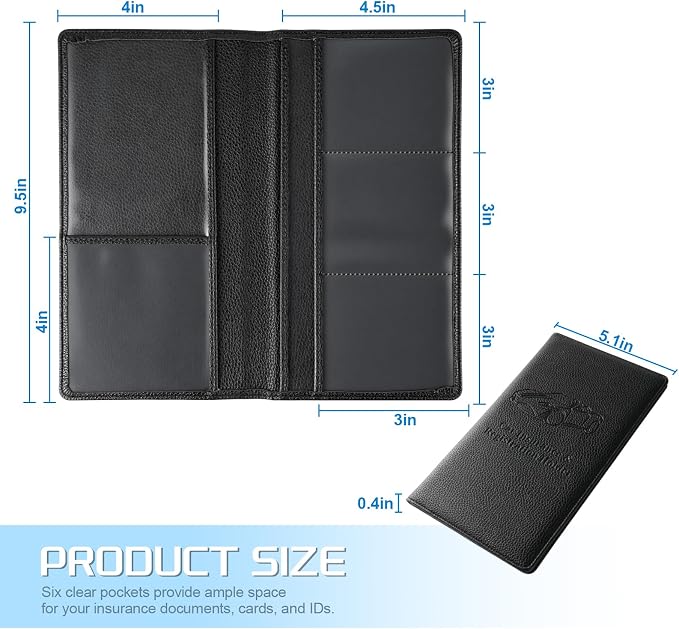 1Pack Car Registration and Insurance Holder,Car Document Holder for Cards License with Magnetic Shut,Vehicle Glove Box Car Organizer for Documents, Cards, License(Embossed leather Black)