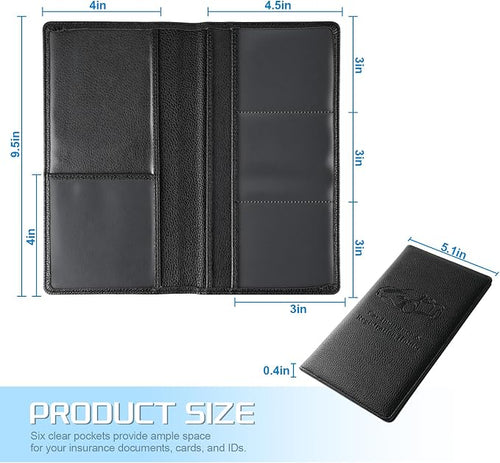 1Pack Car Registration and Insurance Holder,Car Document Holder for Cards License with Magnetic Shut,Vehicle Glove Box Car Organizer for Documents, Cards, License(Embossed leather Black)