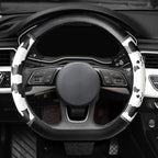 Cow Print Steering Wheel Cover, D Shaped Car Wheel Cover Microfiber Leather 14 1/2-15 in (37-39 cm)