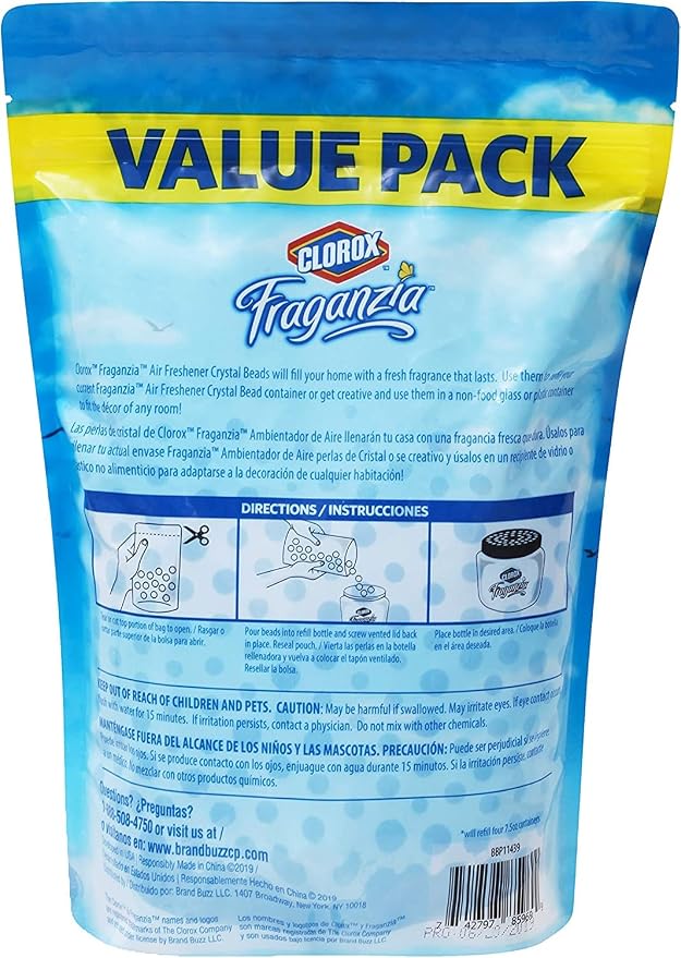 Fraganzia Crystal Beads Air Freshener Long Lasting Room Deodorizer Odor Eliminator Gel Beads Home Car Office Morning Sky Scent 30 FL OZ Resealable Pouch